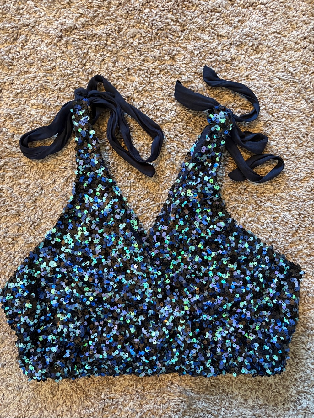 Free People Big Night Sequin Crop Top Small